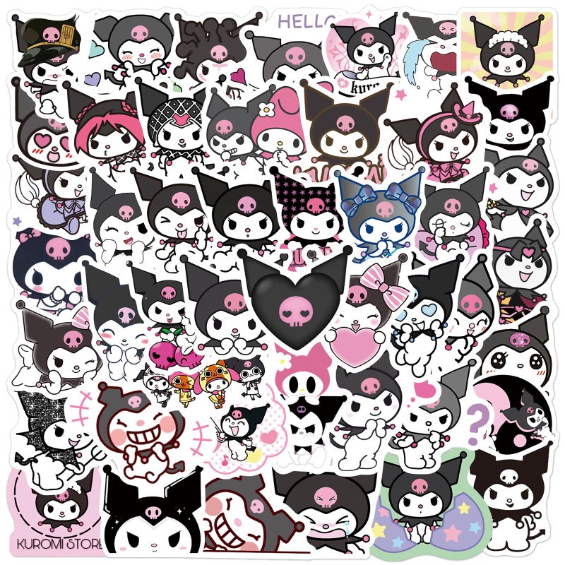 YONGAI 50Pcs Cute Kuromi Sticker for Kids, Kawaii Sanrio Cartoon Waterproof Vinyl Decal for Teen Girl Water Bottle Skateboard Notebook Phone Guitar Bike - Image 2